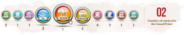 Individual Tokens tallied on the left and total number of entries for the Grand Prize on the right